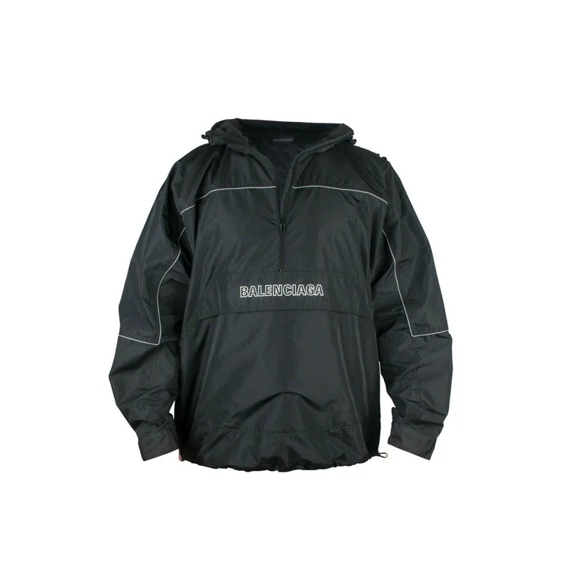 Balenciaga Parka Waterproof Polyester Jacket With High Zip Collar Black