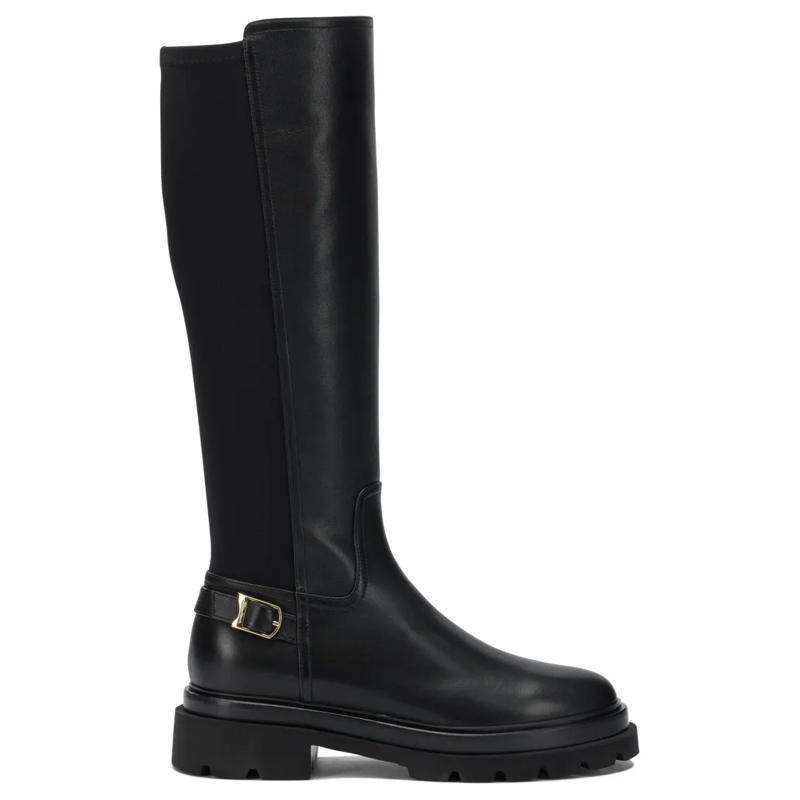 Santoni Stiefel Leather Knee-High Boots Black