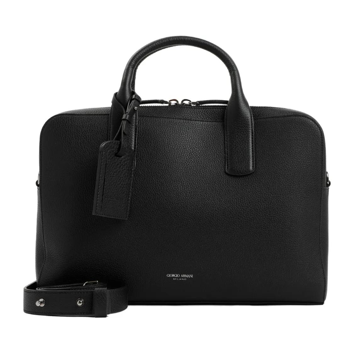 Giorgio Armani Portemonnaies - Briefcase Black Grained Calf Leather Bag - Gr. unisize - in Schwarz - für Damen