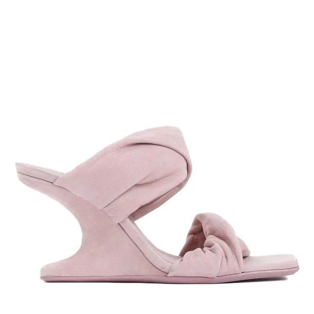 Rick Owens Sandalen & Sandaletten - Dusty Pink Suede Leather Cantilever 8 Twisted Sand - Gr. 36 (EU) - in Rosa - für Damen