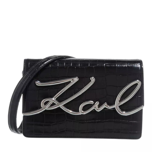 Karl Lagerfeld K/Signature Croc Shoulderbag Black Borsetta a tracolla