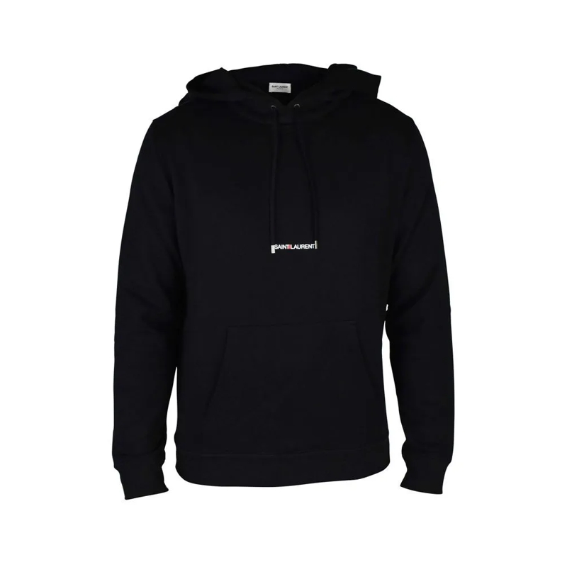 Saint Laurent  Hooded Black Sweatshirt With Drawstring And Logo Black