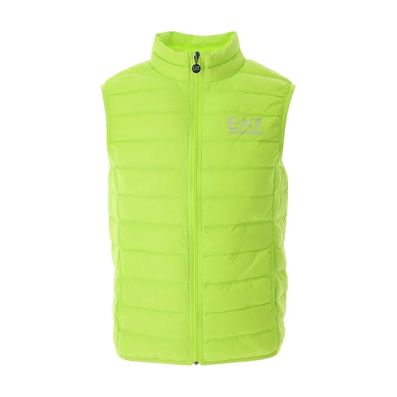 Emporio Armani Doudoune Lime Down Waistcoat With Quilted Texture And Logo  Green