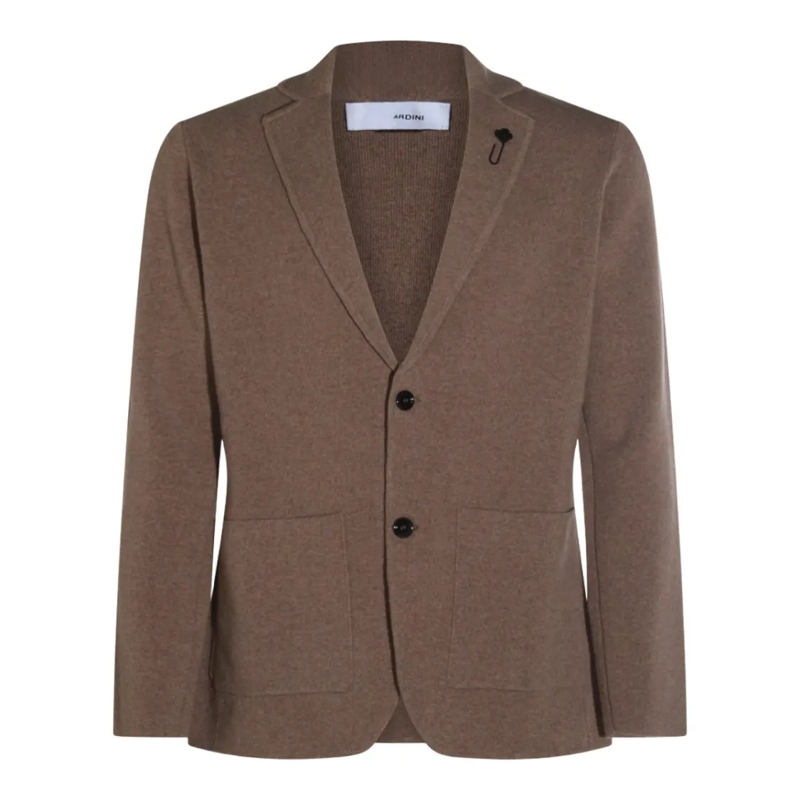 Lardini Strickjacke Tailored Knit Blazer With Notch Lapel Grey