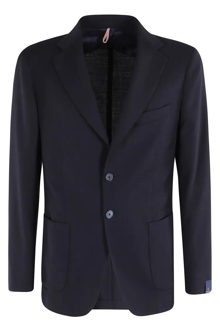 Thumbnail - SANTANIELLO - Tailored Hopsack Stretch Blazer - Größe 54 - blau