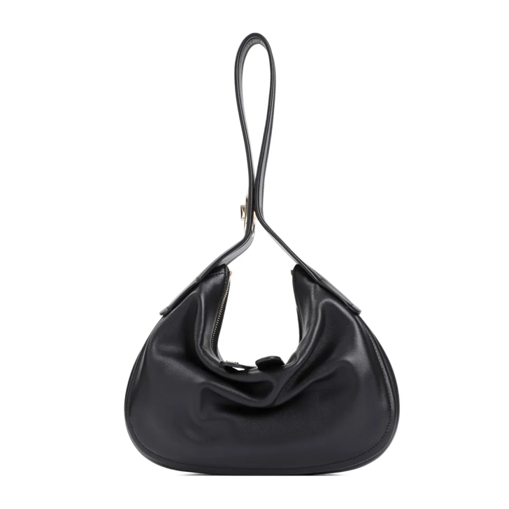 Valentino Black Leather Go Hobo Small Leather Bag Black Schultertasche
