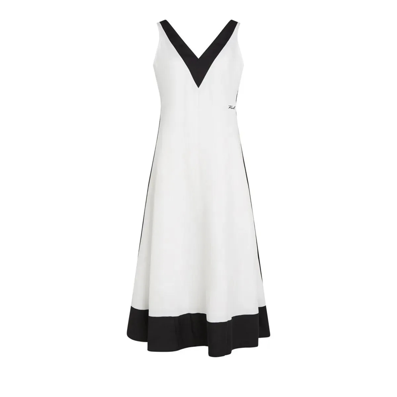 Karl Lagerfeld Kleid Monochromes Kleid aus Leinenmischgewebe Kleid beige
