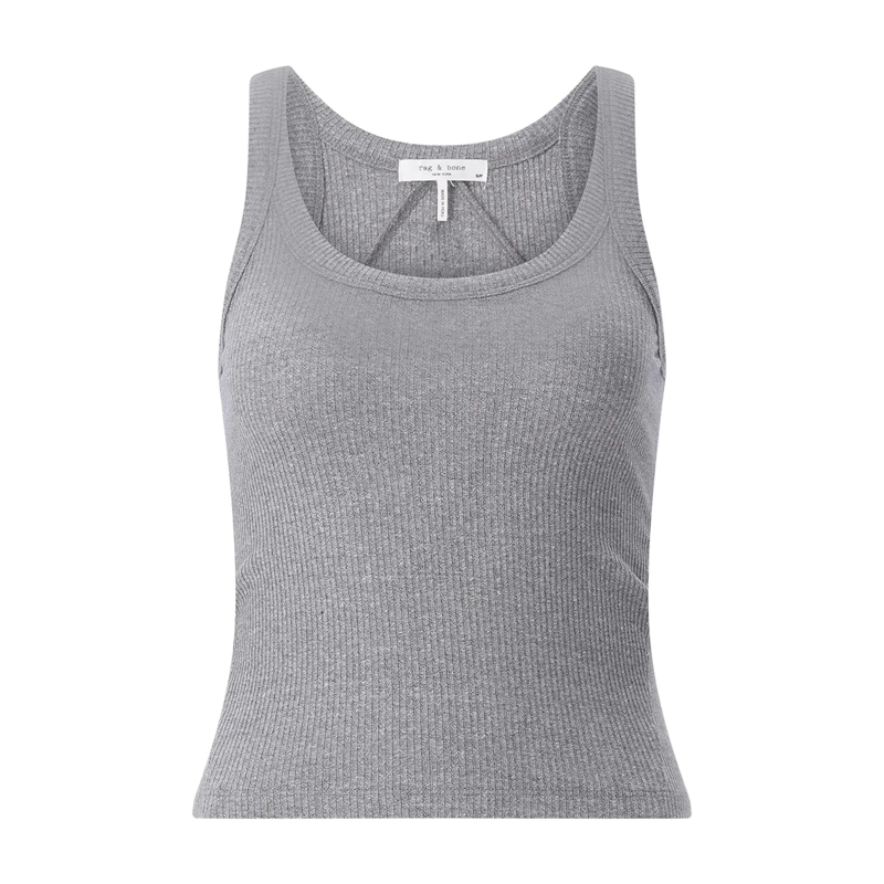 Rag & Bone Top Ripp-Top mit U-Ausschnitt grau