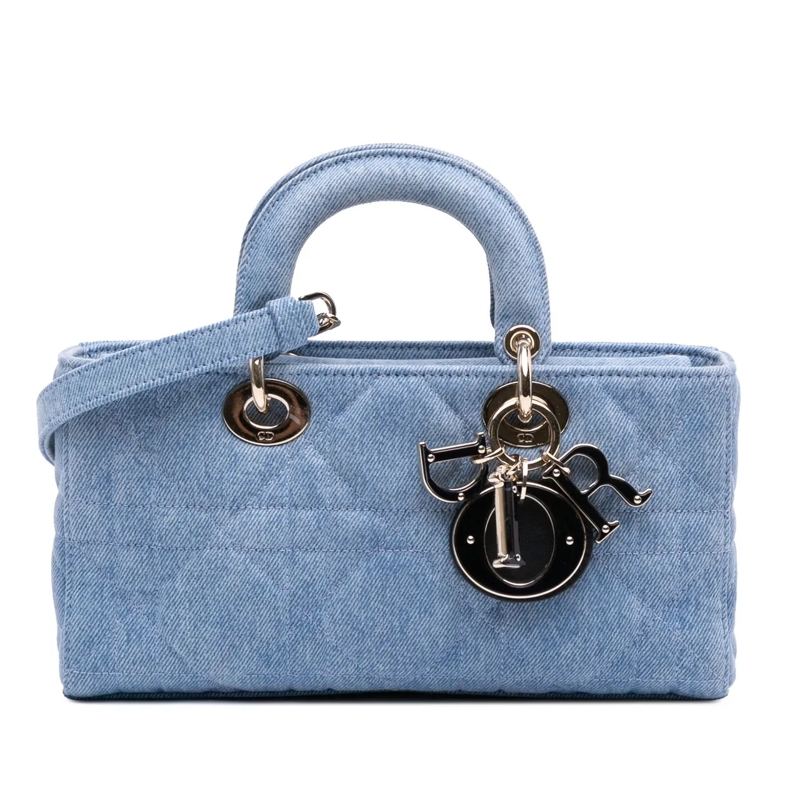Christian Dior Schultertasche Medium Denim Macrocannage Lady D Joy Satchel blau