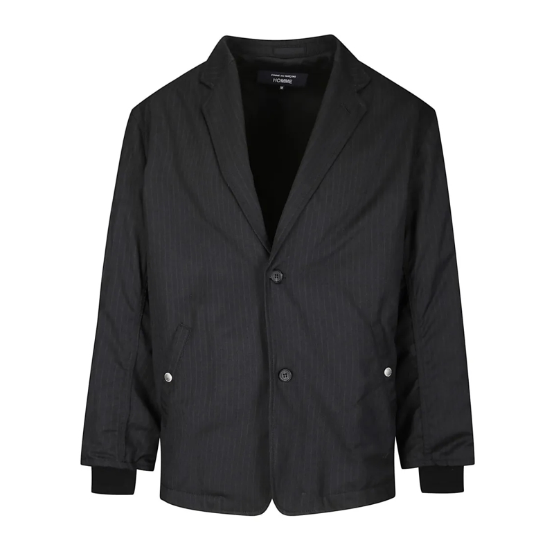 Comme des Garcons Blazer Pinstripe Padded Jacket With Classic Lapels Black