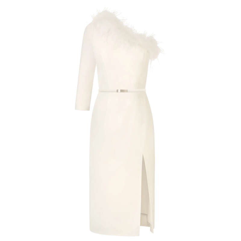 Apart Abendkleid One-Shoulder Cocktailkleid creme