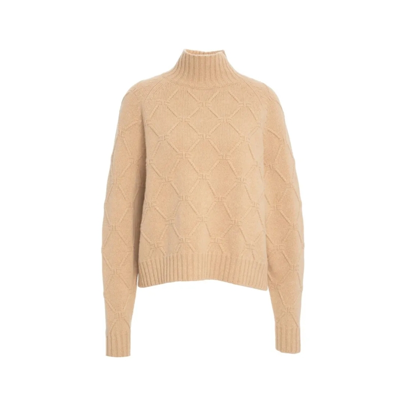 Elisabetta Franchi Trui met col High Collar Knitted Sweater Neutrals