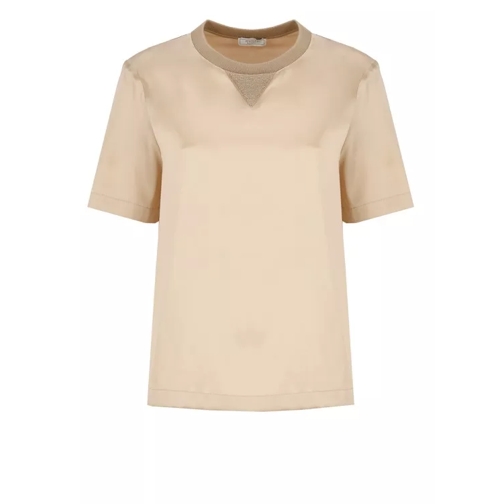 Peserico Beige Silk And Cotton Tshirt Neutrals 