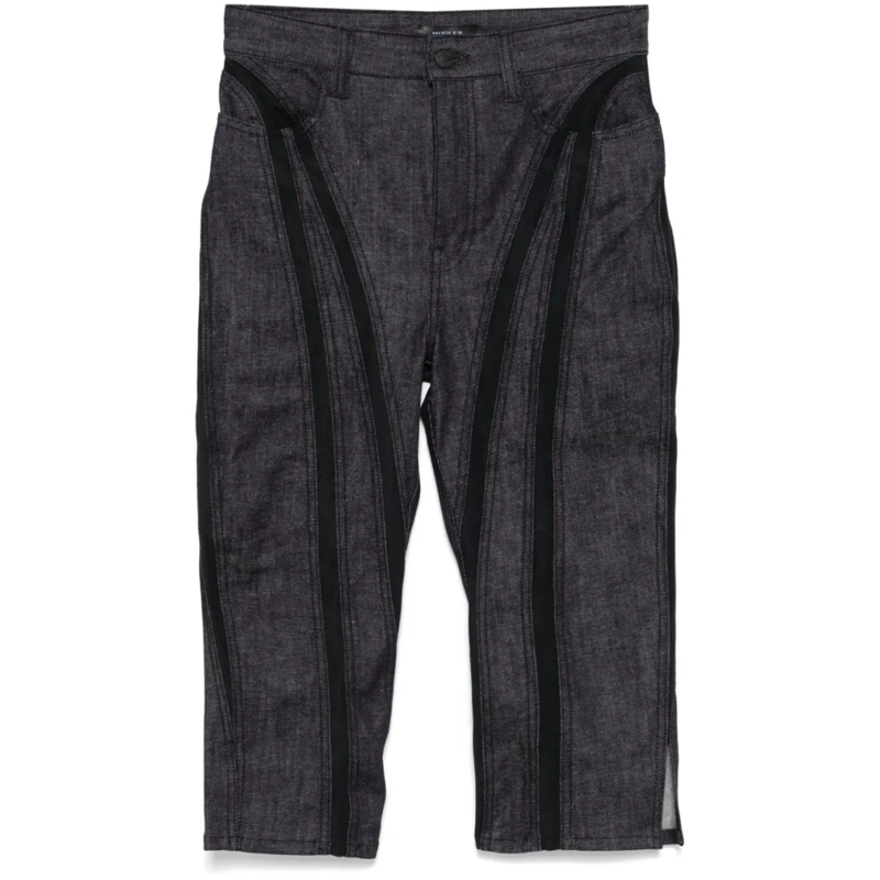 Mugler Jeans Cropped Black Trousers Black