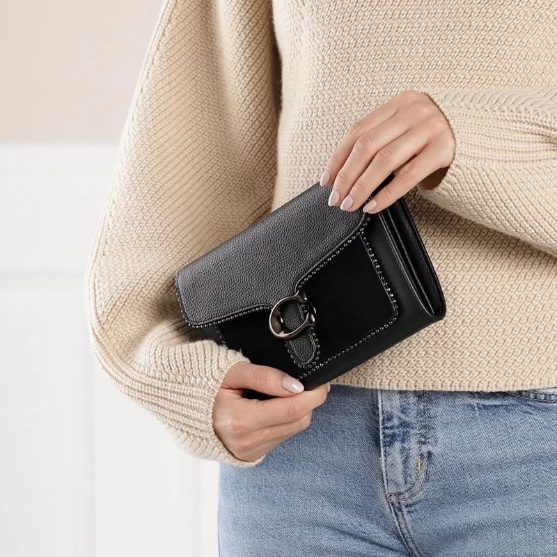 Coach Sac à bandoulière Mixed Leather Bead Chain Tabby Chain Clutch Black(Image 3)
