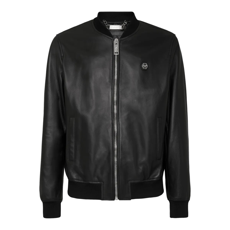 Philipp Plein Lederjacke Lederblouson schwarz
