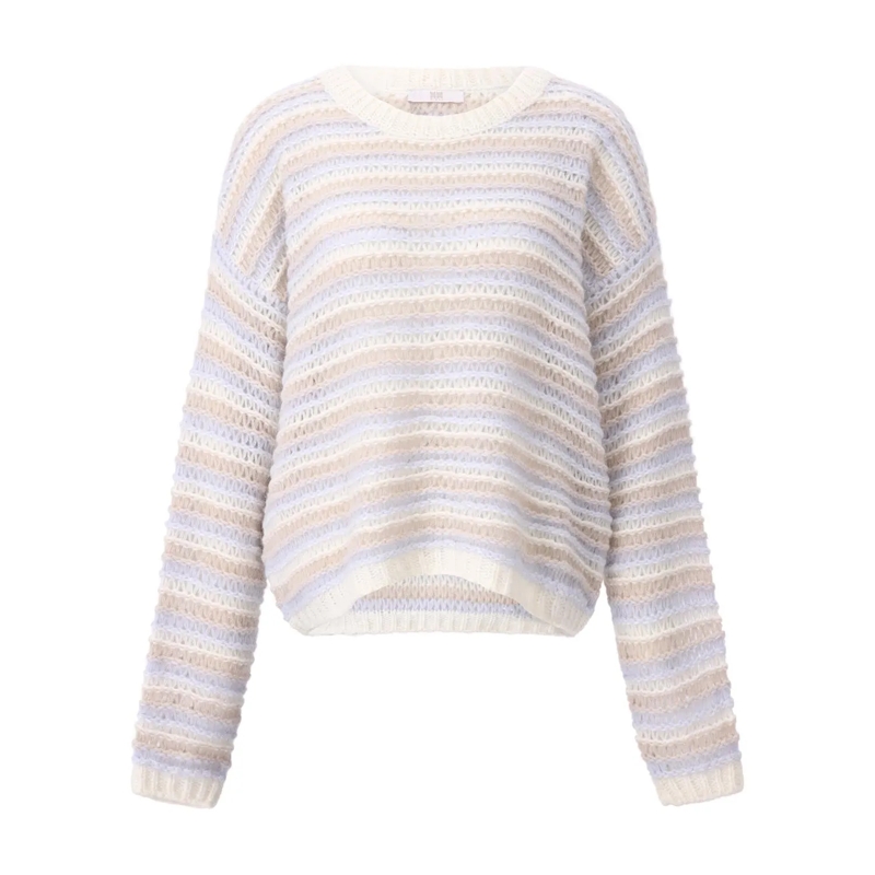 Riani Pullover Gestreifter Strickpullover aus Wollmix Multicolor