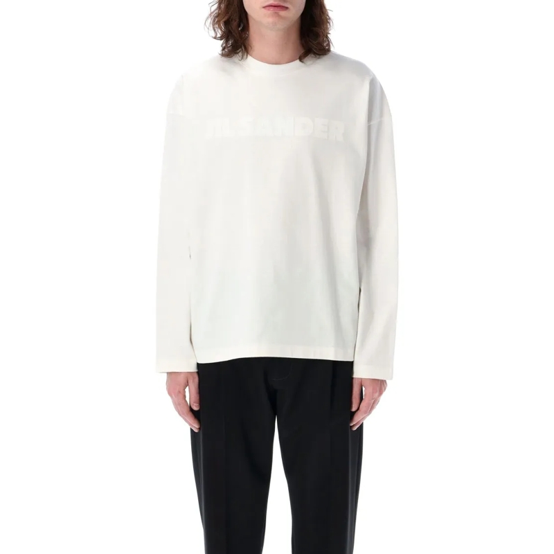 Jil Sander Top met lange mouwen Oversized Porcelain Cotton T-Shirt White