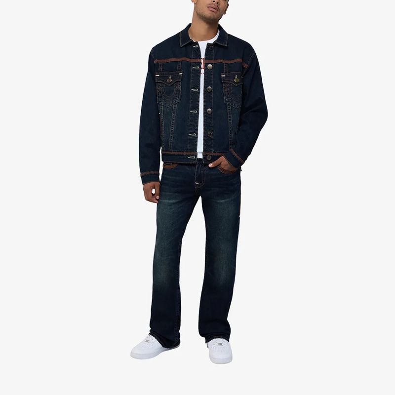 True Religion Jeansjacke - Jeansjacke- Brusttaschen- Farbige Ziernähte-  blau(Image 2)