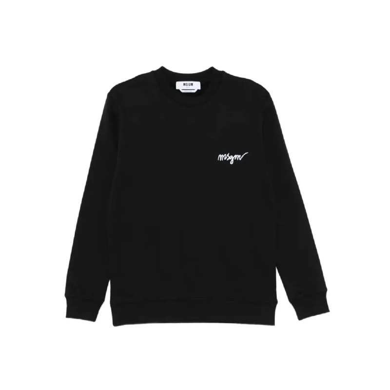 MSGM  Crewneck Sweatshirt With Subtle Logo Detail Black