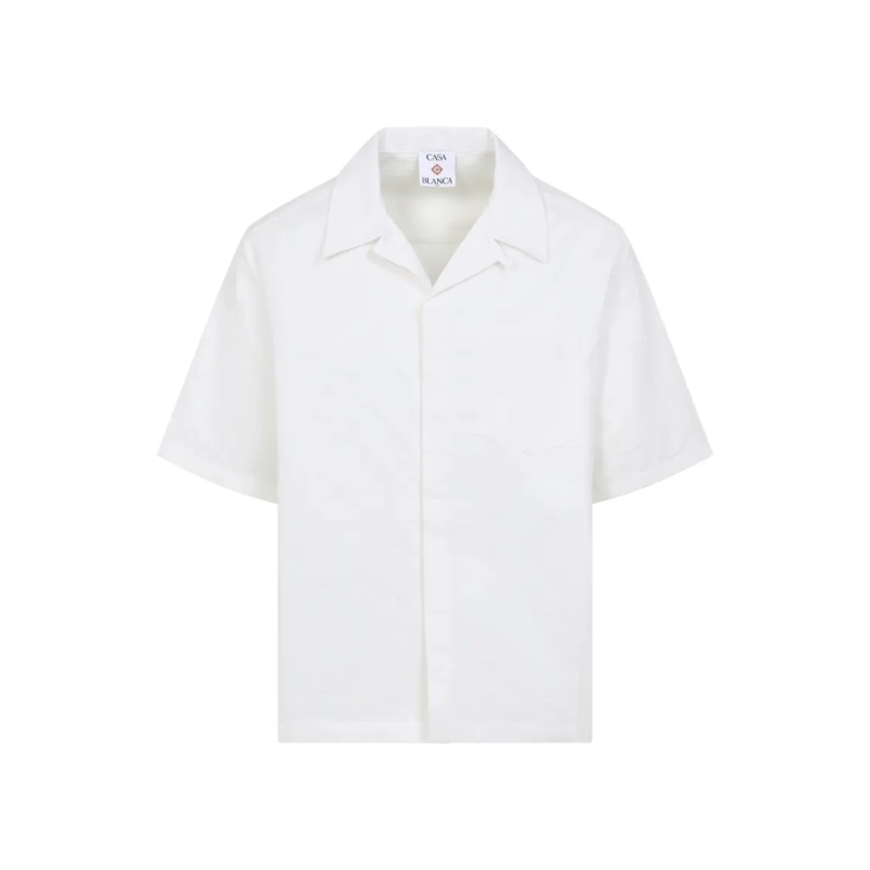 Casablanca Overhemd Cotton Casual Shirt With Classic Collar And Concea White