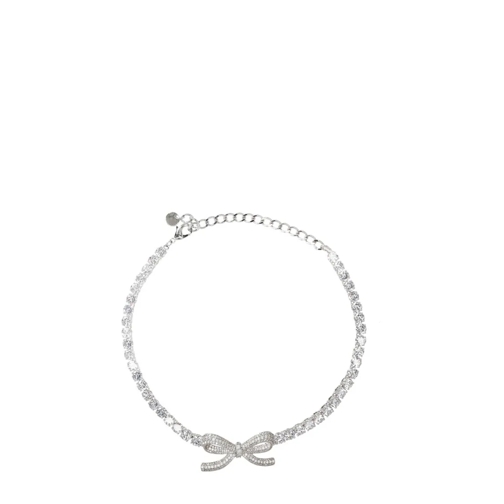 Self Portrait Mittellange Halskette Silver Diamante Bow Tennis Choker Silver