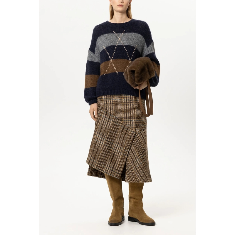 Luisa Cerano Trui Alpaka-Mix-Pullover mit Muster winter navy/caramel(Image 2)