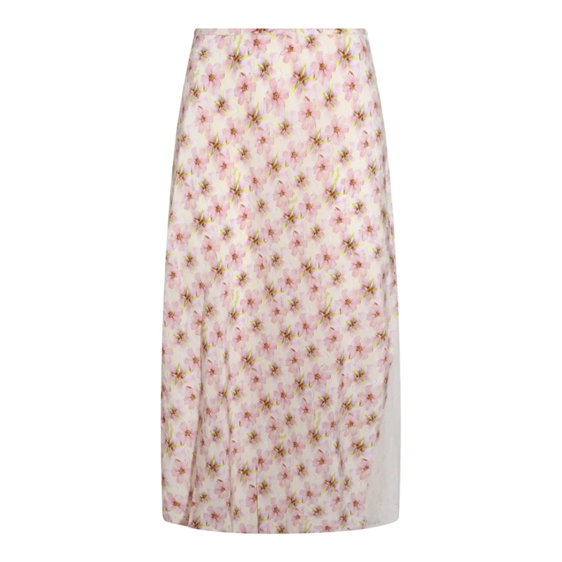 Zadig & Voltaire Midirok Pink Floral Midi Skirt Neutrals