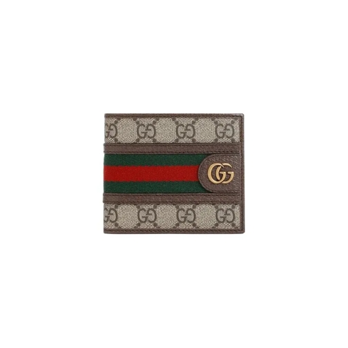 Gucci Ophidia Beige Ebony Polyurethane Wallet Brown Bi-Fold Portemonnaie