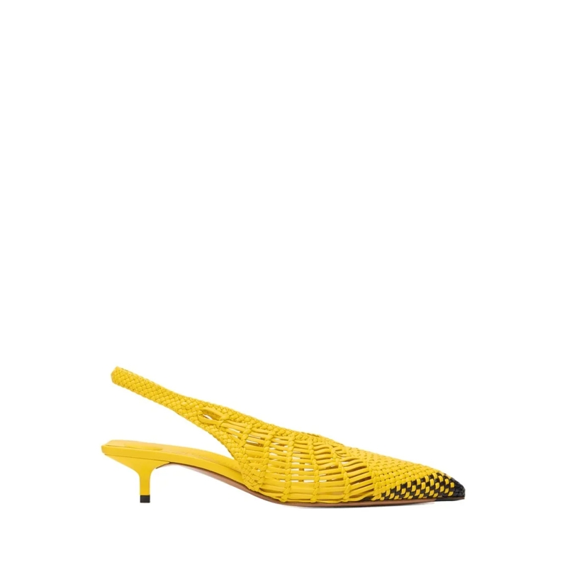Jacquemus Sandalen Hand-Woven Lambskin Sling-Back Yellow