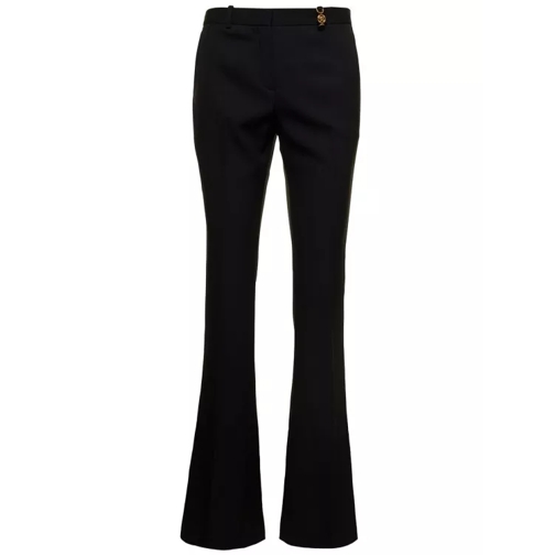 Versace Black Flared Tailored Low Waisted Pants In Stretch Black Casual byxor