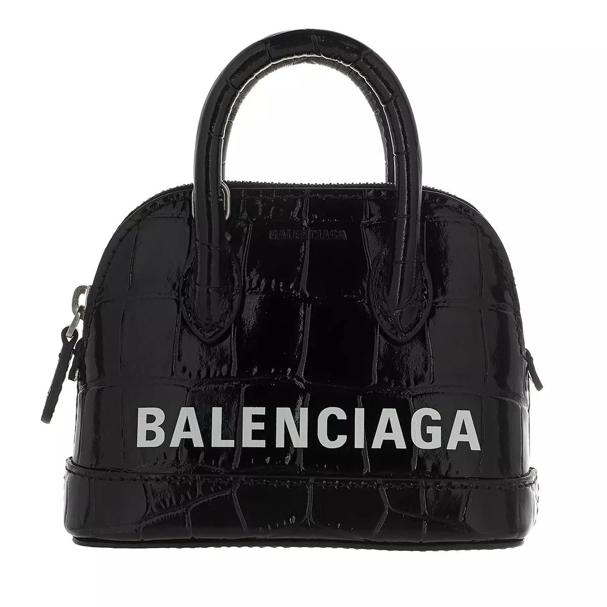 Balenciaga XXS Ville Croc-Embossed Leather Top Handle Bag