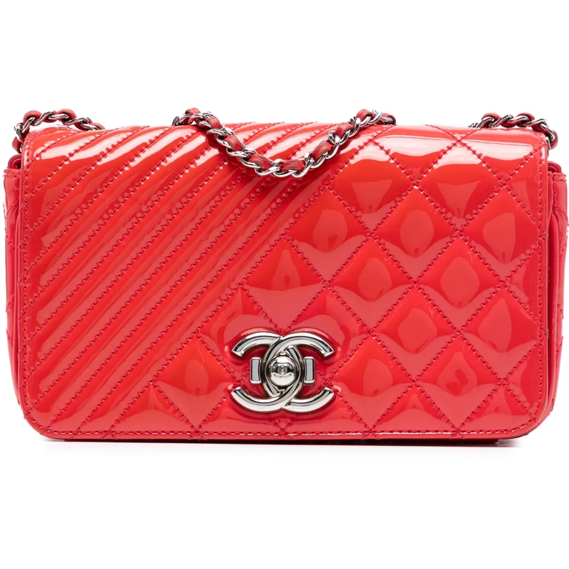 Chanel Sac à bandoulière Small Quilted Patent Coco Boy Flap rot
