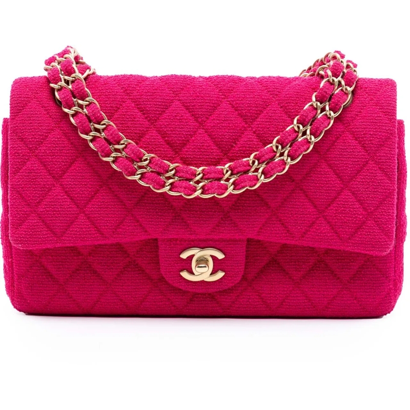 Chanel Sac à bandoulière Medium Classic Jersey Double Flap rose