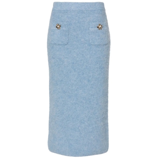 Self Portrait Blue Knitted Midi Skirt Blue Midi-Röcke