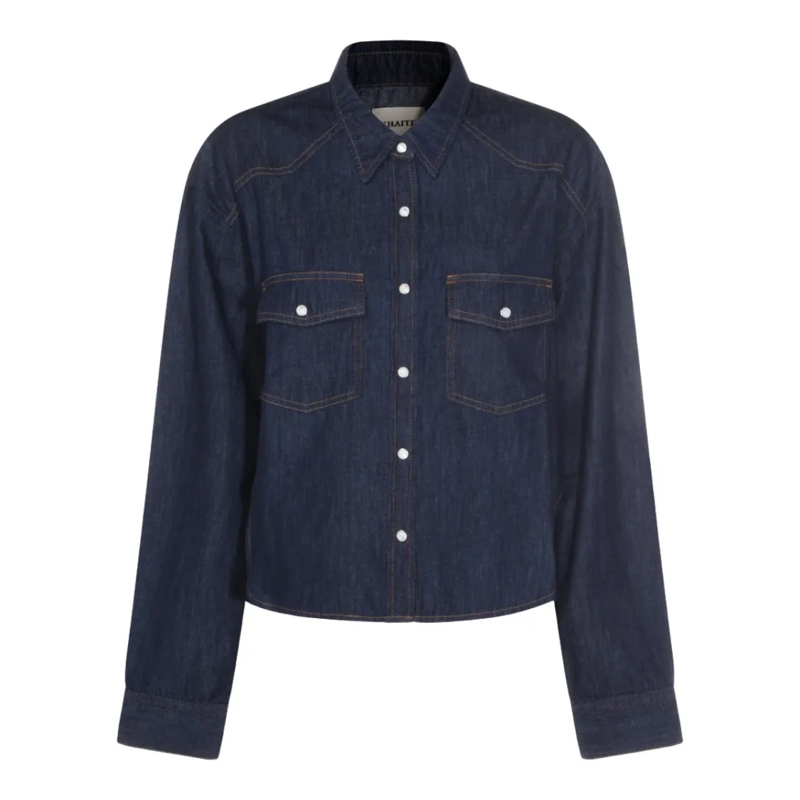 Khaite Overhemd Structured Denim Shirt Black