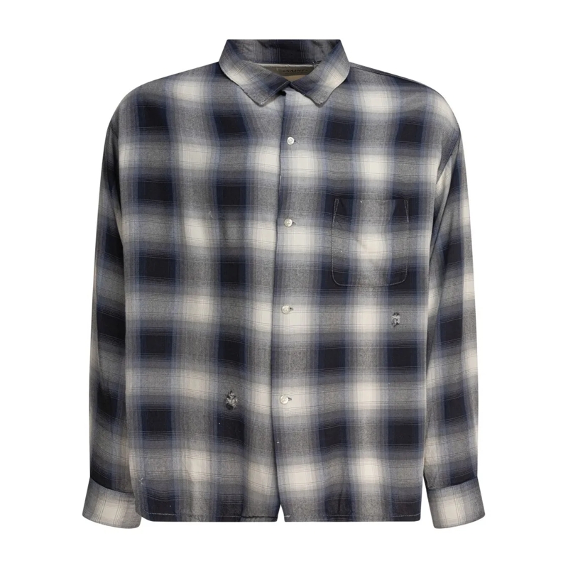 Saint Mxxxxxx Hemd Gradient Plaid Rayon Shirt Multicolor