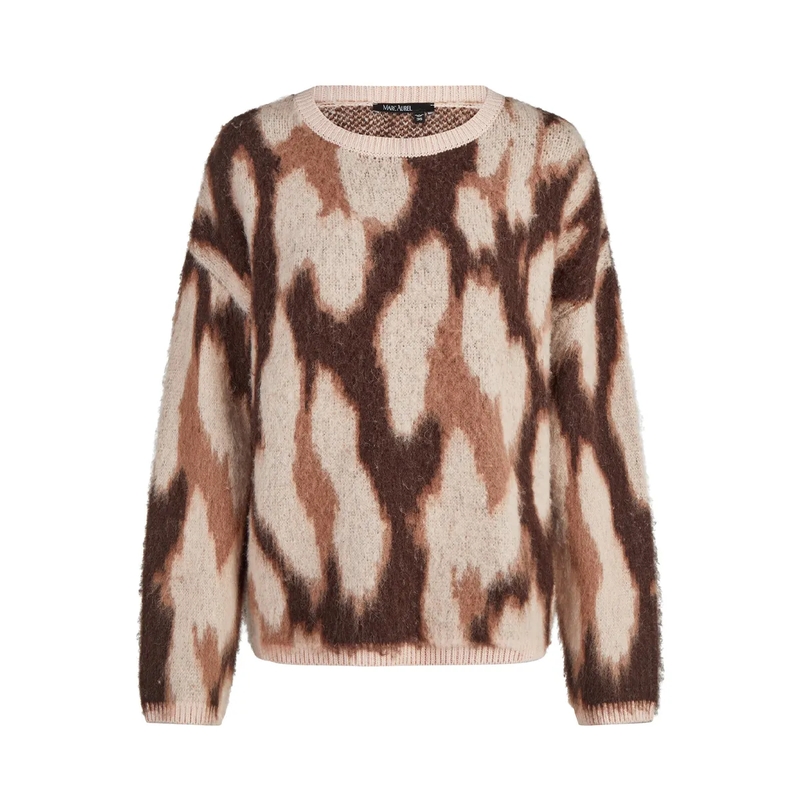 Marc Aurel Pullover Pullover- Rundhals- Kontrastfarbene Rippenabsch rose