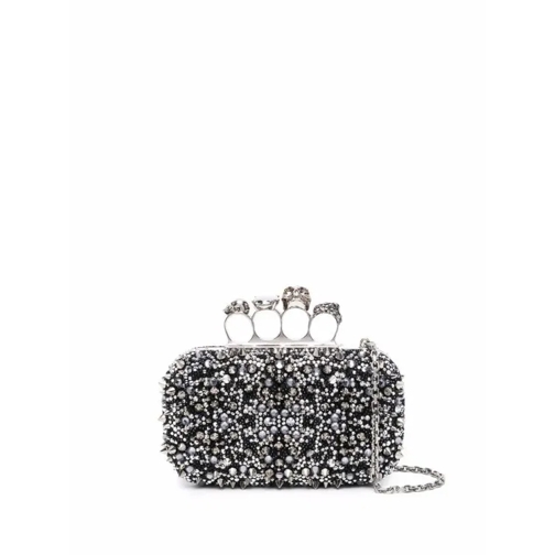 Alexander McQueen Silver Four-Ring Skull Studded Envelope Bag Silver Schultertasche