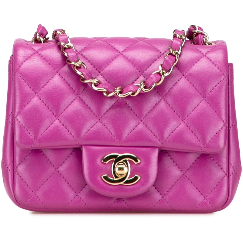 Chanel Sac à bandoulière Mini Square Classic Lambskin Single Flap lila