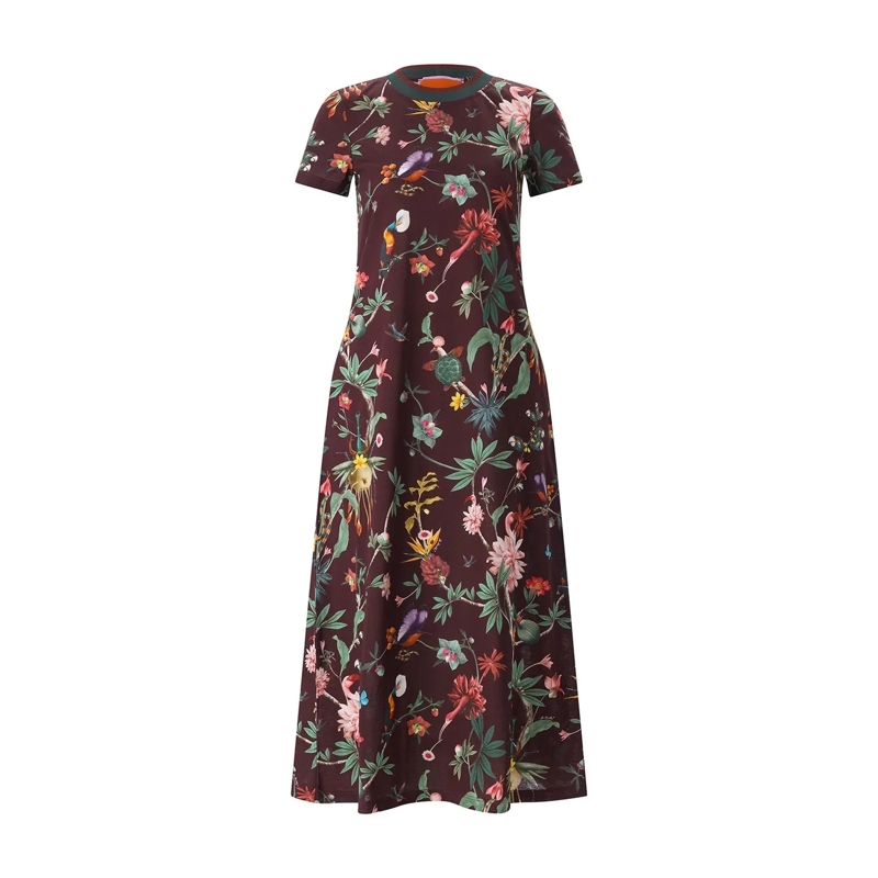 LaDoubleJ Robe longue Floral Print Cotton Maxi Dress With Contrasting Co Grey