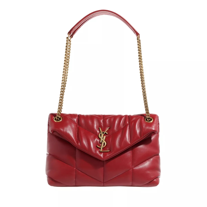 Saint Laurent LouLou Medium Quilted Leather Crossbody - Red/Gold