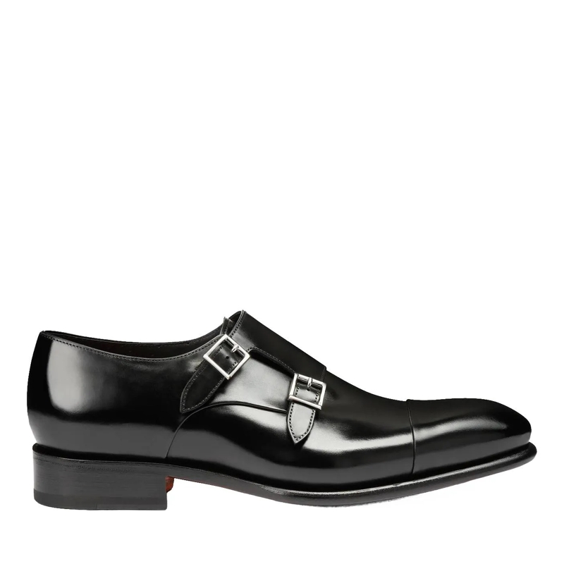 Santoni Slides Leather doublebuckle shoe weiß