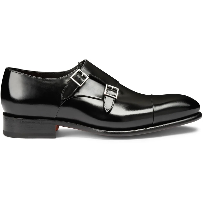 Santoni Slipper Leather doublebuckle shoe weiß