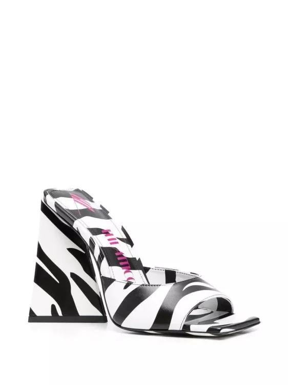 Thumbnail - The Attico Slipper & Pantoletten - Devon Zebra Print 115Mm Mules - Gr. 38 (EU) - in Schwarz - für Damen