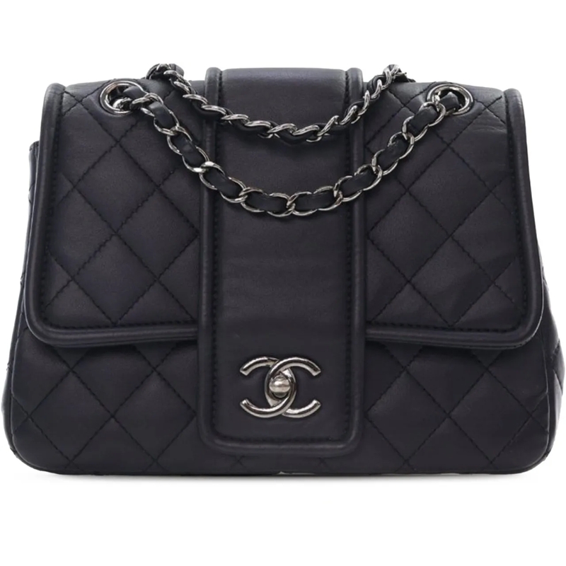 Chanel Schultertasche Quilted Lambskin Elementary Chic Flap blau