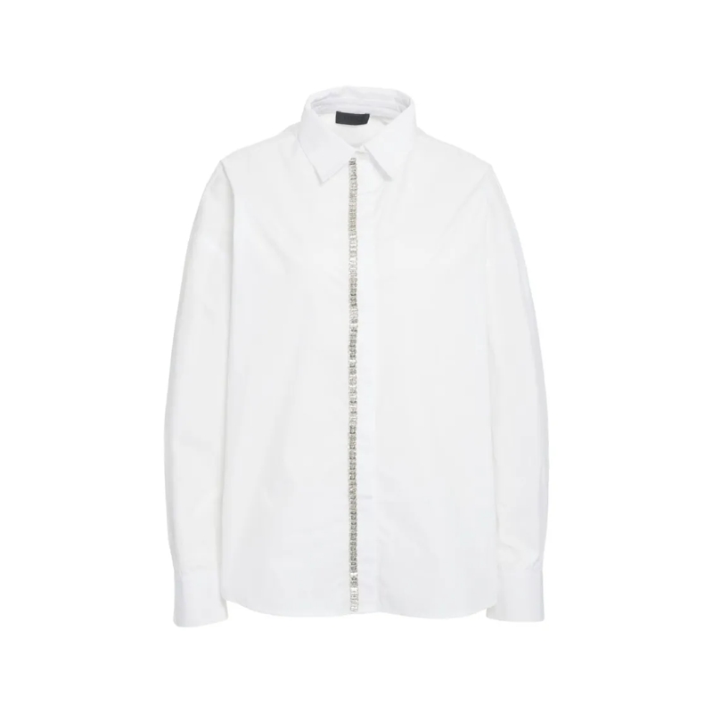 LIU JO Blouse Blouse With Rhinestone-Embellished Placket White