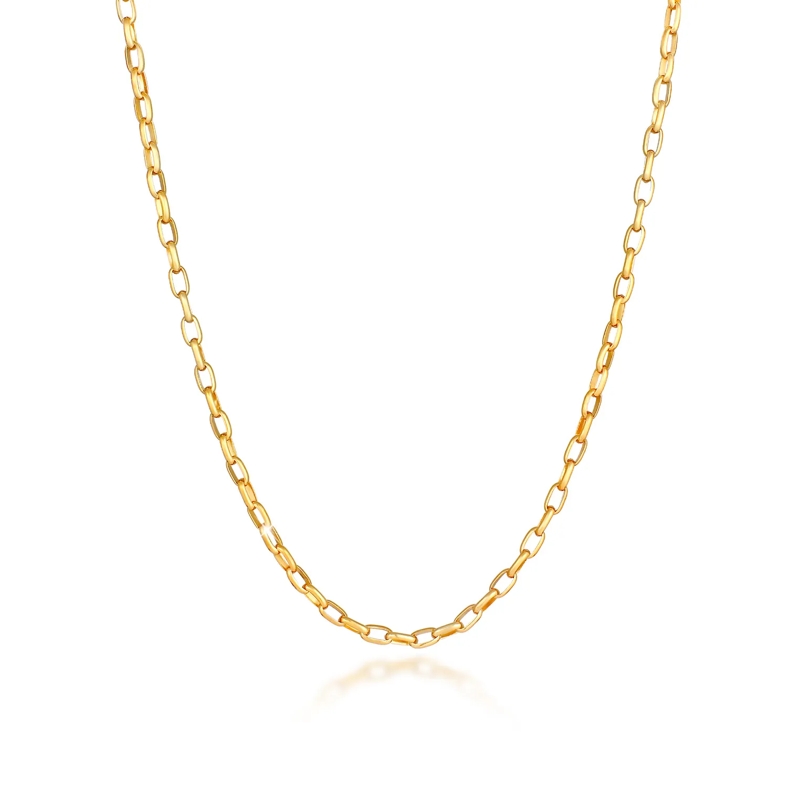 Kuzzoi Mittellange Halskette Halskette Herren Rundanker Oval Basic 925 Silber gold