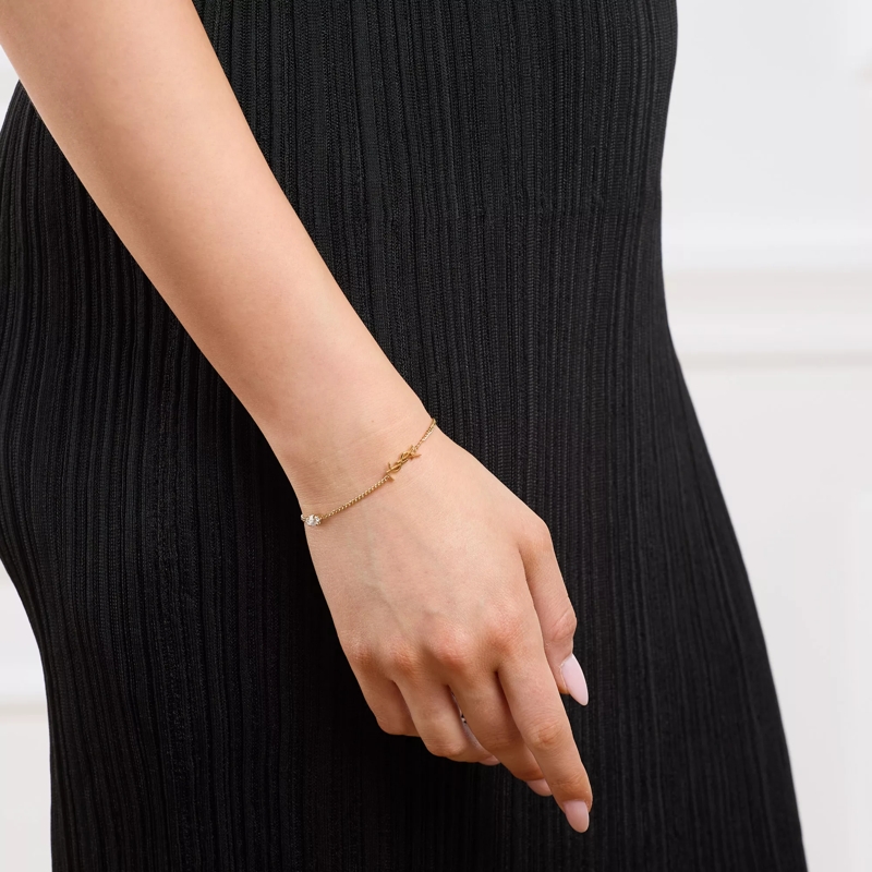 Saint Laurent Armband Heart Pendant And Rhinestoness Charm Bracelet  Gold(Image 2)