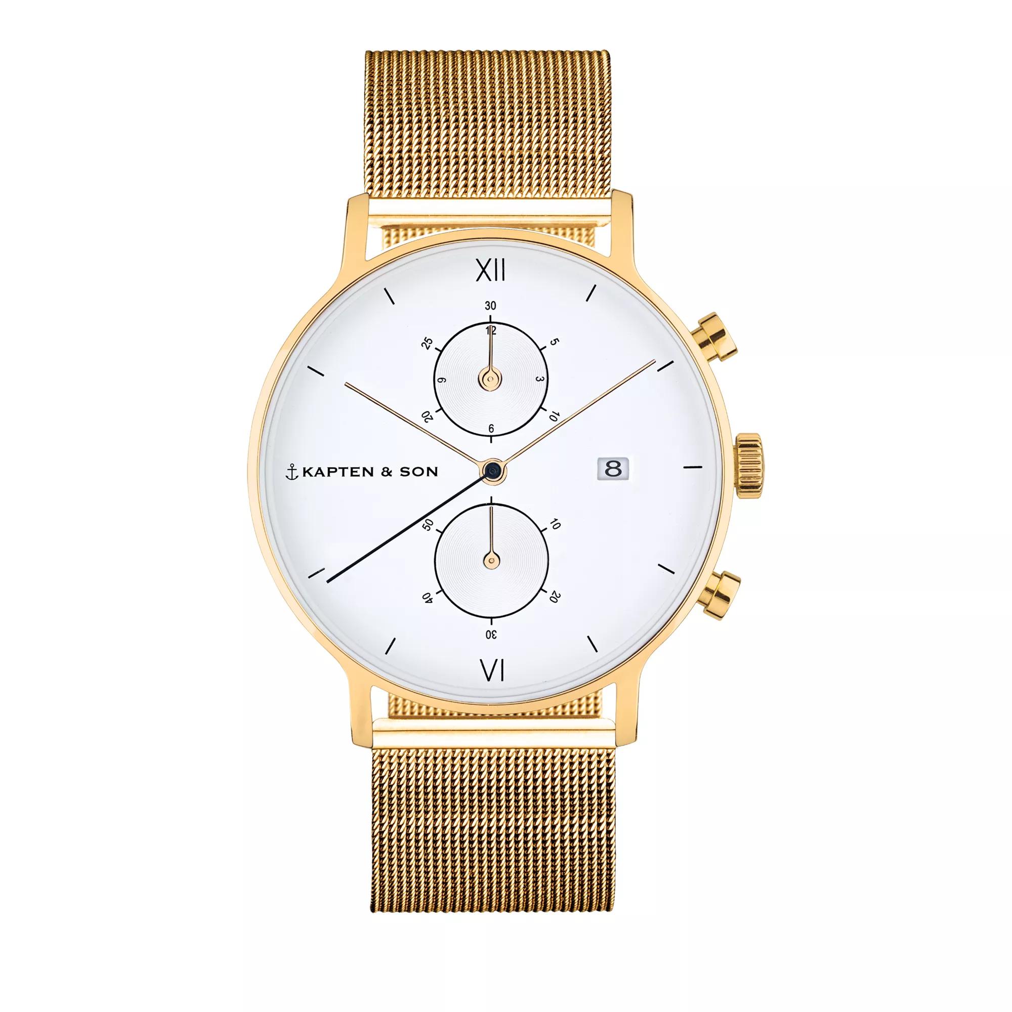 Kapten & Son Uhren - Chrono Small Mesh - Gr. unisize - in Gold - für Damen